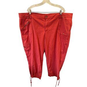 Westport Women's Red Cargo Capri Pants Size 24 Cotton Drawstring Casual Comfort